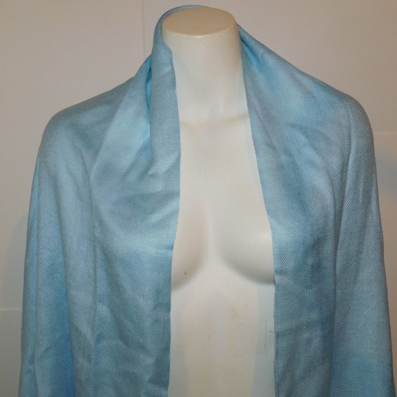 Pashmina Blue Scarf Fringe Wrap - Picture 2 of 7
